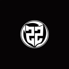 Obraz premium ZZ Logo monogram shield shape with three point sharp rounded design template