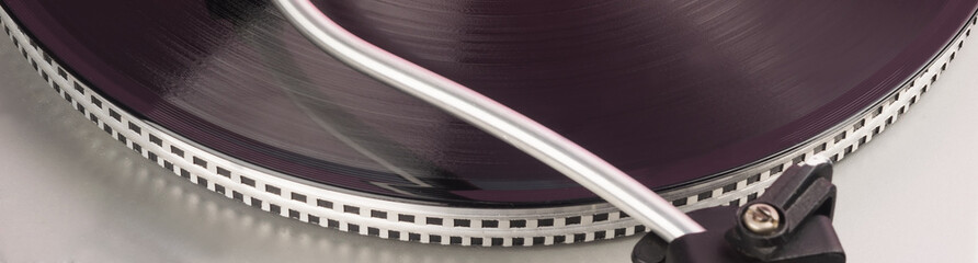 vinyl record player, close-up, long photo