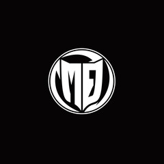 MQ Logo monogram shield shape with three point sharp rounded design template