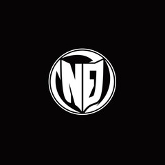 NQ Logo monogram shield shape with three point sharp rounded design template