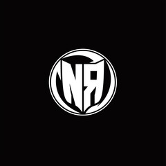 NR Logo monogram shield shape with three point sharp rounded design template