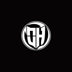 Obraz premium OH Logo monogram shield shape with three point sharp rounded design template