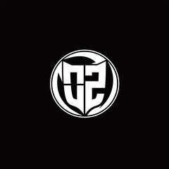 OZ Logo monogram shield shape with three point sharp rounded design template