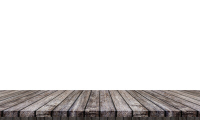 empty wooden tabletop isolated on white background, mock-up your products.