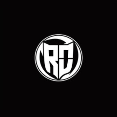 Obraz premium RO Logo monogram shield shape with three point sharp rounded design template