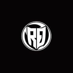 RQ Logo monogram shield shape with three point sharp rounded design template