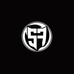 Obraz premium SF Logo monogram shield shape with three point sharp rounded design template