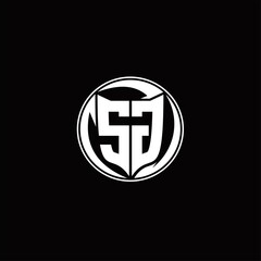 Fototapeta premium SG Logo monogram shield shape with three point sharp rounded design template