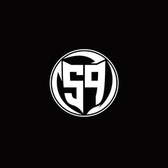 SP Logo monogram shield shape with three point sharp rounded design template