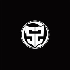 SZ Logo monogram shield shape with three point sharp rounded design template