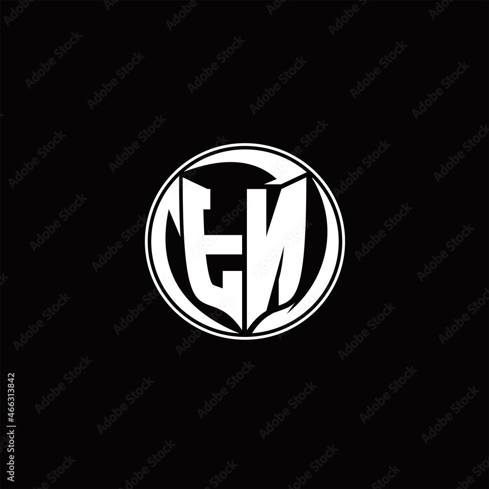 Wall mural TN Logo monogram shield shape with three point sharp rounded design template