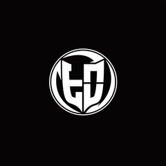 Fototapeta premium TO Logo monogram shield shape with three point sharp rounded design template