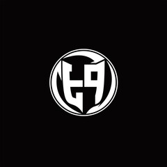 TP Logo monogram shield shape with three point sharp rounded design template