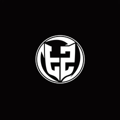 TZ Logo monogram shield shape with three point sharp rounded design template