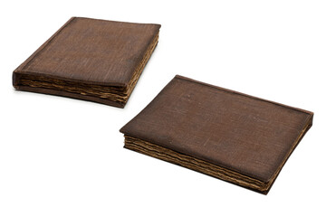 An old brown book isolated on white background.
