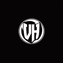 VH Logo monogram shield shape with three point sharp rounded design template