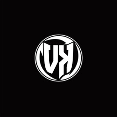 VK Logo monogram shield shape with three point sharp rounded design template