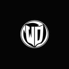 WD Logo monogram shield shape with three point sharp rounded design template