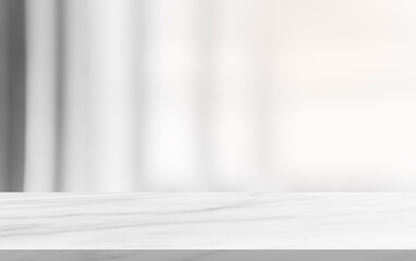 Marble floor perspective and blurred curtain window interior background well editing display products and text advertising on free space backdrop