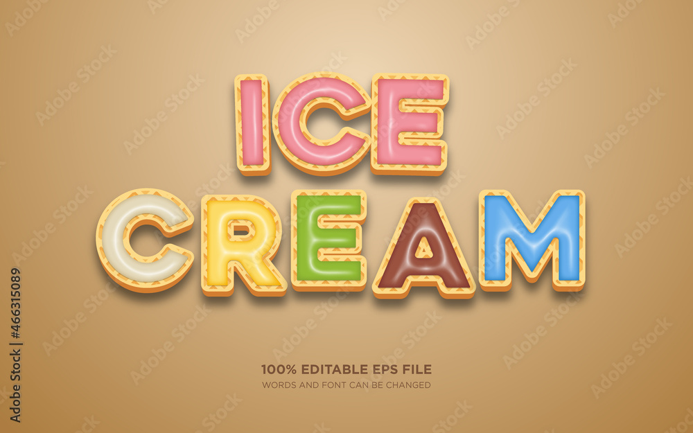 Poster ice cream editable text style effect