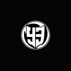 Obraz premium YE Logo monogram shield shape with three point sharp rounded design template