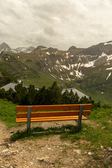 Sareis, Liechtenstein, June 20, 2021 Place to rest with an amazing view over the alps
