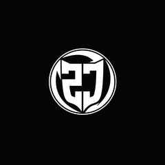 ZC Logo monogram shield shape with three point sharp rounded design template