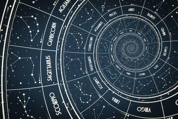 Droste effect background. Abstract design for concepts related to astrology and fantasy.