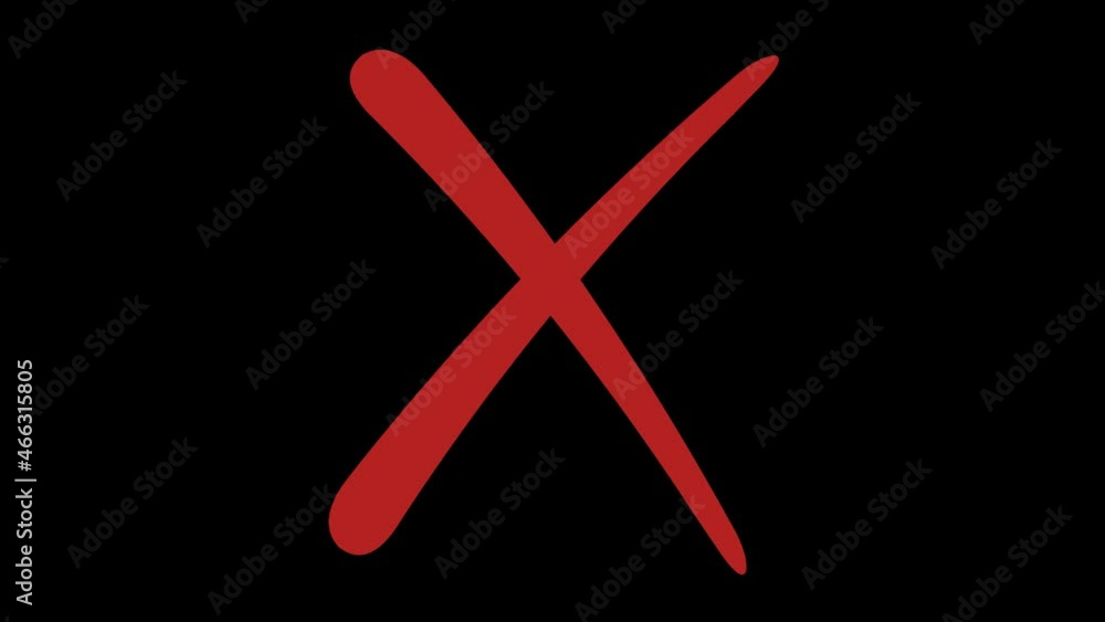 Poster loop animation of a cross in the concept of denied or delete, on a transparent background