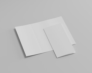 Blank tri fold paper on the empty background, a4 brouchure, three fold leaflet