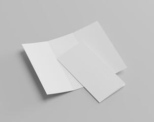 Blank tri fold paper on the empty background, a4 brouchure, three fold leaflet