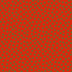 Seamless pattern with Christmas decoration. Green and red small dots pattern.
