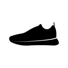 Sneaker icon. Sneakers shoes. Black silhouette. Side view. Vector simple flat graphic illustration. The isolated object on a white background. Isolate.