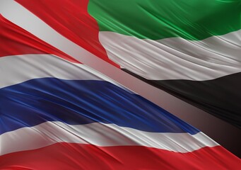 UAE Flag with Abstract Thailand Flag Illustration 3D Rendering (3D Artwork)