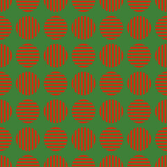 Seamless pattern with Christmas decoration. Green and red circle lines pattern.