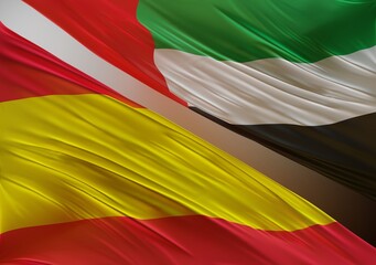 UAE Flag with Abstract Spain Flag Illustration 3D Rendering (3D Artwork)