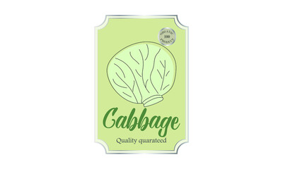 Emblem, label of food cabbage. Bioproduct packaging. Natural product.