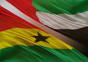 UAE Flag with Abstract Ghana Flag Illustration 3D Rendering (3D Artwork)