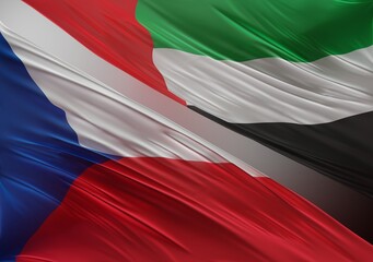 UAE Flag with Abstract Czech Republic Flag Illustration 3D Rendering (3D Artwork)