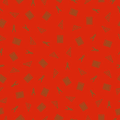 Seamless pattern with Christmas decoration. Green and red school supplies pattern.