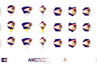 Collection of the American Samoa flag in different shapes and with three different effects.