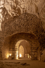 Cave of the coffins at Bet She'arim in Kiryat Tivon, Israel catacombs with sarcophagi
