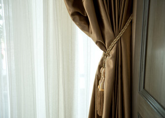 Composition of the elegant curtains against the wall.