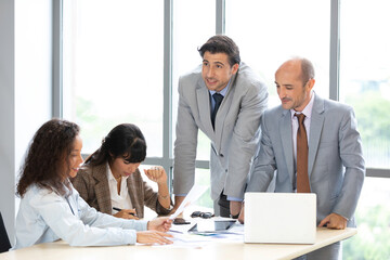 businesspeople team meeting and brainstorming works on the table in conference room