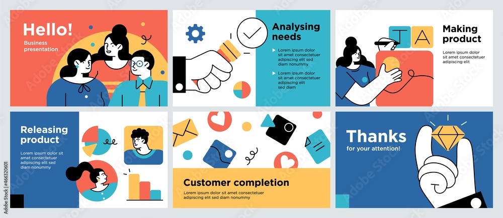 Aufkleber presentation and slide layout background. design template with business people. use for business ann