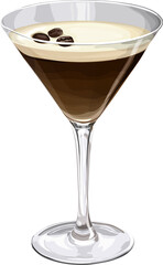 Espresso Martini cocktail illustration on white background. Vector file.