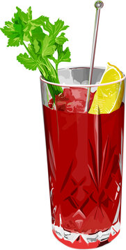 Bloody Mary Cocktail Illustration On White Background. Vector File.