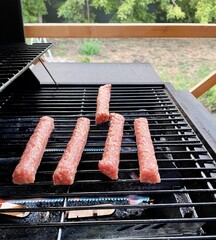 Sausages on a grill 