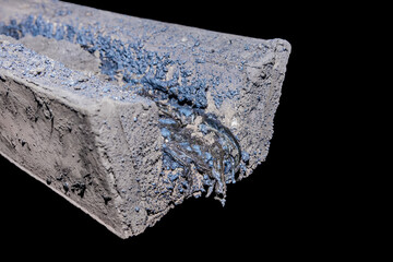 Residues of frozen metal after smelting and casting. Hardened steel metallurgy and industry
