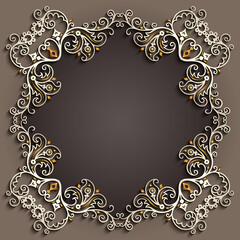 Abstract vector ornamental nature color vintage frame.